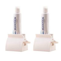 RAYNAG 2 Pack Bathroom Rolling Tube Toothpaste Squeezer Dispenser, Tubes Roller Toothpaste Holder Stand, Save Counter/Cabinet Space, White