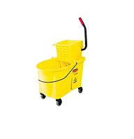 Bunzl Distribution Midcentral 17700888 Rubbermaid Wavebrake Bucket/Wringer Combination Mopping Combo, Yellow Bucket Presswring, Microfiber, No Touch