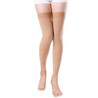 Footless Compression Stockings Women Men, Thigh-High Firm Support 20-30 mmHg Graduated Compression Socks - Moderate Medical Support Hose Swelling Varicose Veins Edema (Beige, Large)