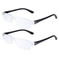 Rimless Computer Reading Glasses With Half Frame - Blue Light Blocking Lenses With Anti Reflective and Anti-Glare Coating - +150 Prescription Strength - Bonus Clear Case - by Optix 55, 2 PK