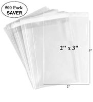 500ct Adhesive Treat Tiny Clear Bags 2x3-1.4 mils Thick Self Sealing OPP Poly Bags for Jewelry Candies (2" x 3" - 500ct)