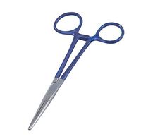 Kelly forceps, 5.5“ , straight, stainless steel with royal blue handle
