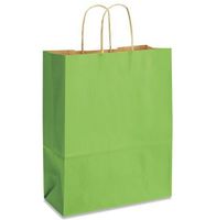 Lime Green Bags, 15 Large Kraft Paper Gift Wrap Bags (13" Tall x 10" Wide x 5" Gusset) Set of 15, Made in USA