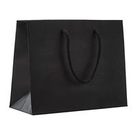 Prime Time Packaging Heavy Duty Standard Original Style Paper Tote Bag Set for Gifts, Party, Baby Shower, Kid’s Birthdays, Weddings, Lunch, Black Matte, Pack of 100