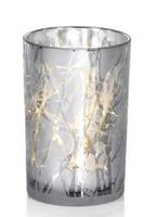 Zodax Large Silver Plated Frosted Branch LED Glass Hurricane