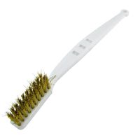 uxcell 5.6 inches Length Plastic Handle Brass Wire Brush Hardware Hand Tool