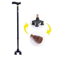 Adjustable Stick with Small 4 Leg Base，Lightweight Non Slip Walking Cane for Balance, Mobility Aid-10 Adjustable,C