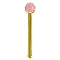 HEALIFTY Jade Facial Roller Massager Facial Roller Skin Care Roller with Metal Handle(Pink Roller, Golden Handle)