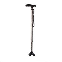 PANYFDD Four-Legged Retractable Cane Brown Non-Slip Auxiliary Walking Stick Elderly Booster with Light Handle Elderly Disabled Patient