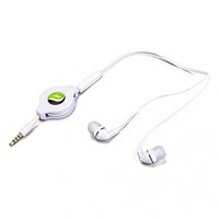 Premium Sound Retractable Headset Hands-free Earphones Mic Dual Earbuds Headphones Wired [3.5mm] White for Sprint iPhone 6 - Sprint iPhone 6 Plus - Sprint iPhone 6S