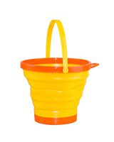 DT Toys Collapsible Bucket Silicone Foldable Pail 2.5 Liter, Sand Beach Pail for Kids (Orange)