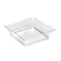 Fineline Settings 6201-CL, 2.25x2.25-Inch Clear Plastic Tiny Trays, Disposable Serving Dish, Catering Plates, Salad Sauce Dessert Platter Bowls (200)