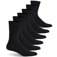 Facool Women's Men's Diabetic Socks Lightweight Cotton Cushion Socks Seamless Toe Non-Binding Top 6 Pairs, Medium, Black