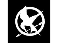 SoCool - Mocking Jay - Hunger Games Symbol - Vinyl 5.5" wide (Color: WHITE) decal laptop tablet skateboard car windows stickers