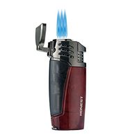 PROMISE by Honest Cigar Lighter Triple Jet Flames Butane refillable Windproof with Built in Cigar Punch (Metal)