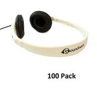Soundnetic Headphones 100 Pack Budget Stereo Headphones with Leatherette Pads