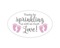 Oval Baby Shower Stickers, Thanks for Showering us, Girl Boy and Gender Neutral Shower Stickers (#681-2-BP-OV)