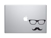 Glasses with Mustache #1 - Hipster Style Fancy Goofy - 5" Black Vinyl Decal Sticker Car Macbook Laptop