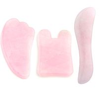 CCbeauty 3 Pcs Natural Rose Quartz Gua Sha Board Guasha Massage Tool SPA Acupuncture Therapy Treatment Scraper