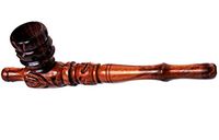 Handcrafted Rustic red Wooden Tobacco Pipe Classic Straight stem Billiard with Deep Detachable Bowl 6 inches Long"Tobacco Pipe"