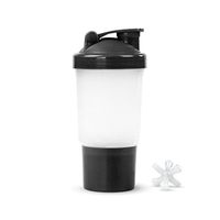Simply Green Solutions Protein/Vitamin - Shaker Mixing Bottle w/Dry Storage Compartment - 16oz. Capacity - Black