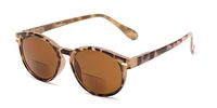 Readers.com Reading Sunglasses: The Drama Bifocal Reading Sunglasses Plastic Round Style for Men and Women - Light Tortoise with Amber, 2.75