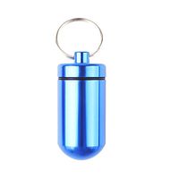 Niome Waterproof Aluminum Metal Pill Box Case Organizer with Keychain - Outdoor Medicine Bottle Key Ring Small First Aid Drug Holder Pill Container Blue