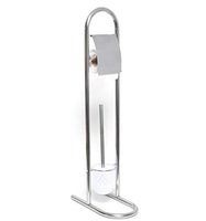 EVIDECO Tissue Roll Dispenser Freestanding Toilet Bowl Brush Holder, Chrome