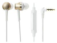 Audio-Technica ATH-CKR70iSCG Sound Reality In-Ear High-Resolution Headphones with In-Line Mic & Control, Champagne Gold