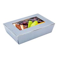 Cafe Vision 42 oz Gray Paper Take Out Container - Hinge Lock - 8" x 5 1/2" x 2" - 200 count box - Restaurantware