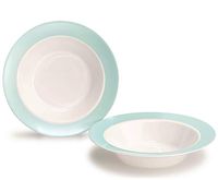 " OCCASIONS" 40 Bowls Pack, Disposable Wedding Party Plastic Bowls (12oz Soup Bowl, Rio in White & Pearled Turquoise Blue)