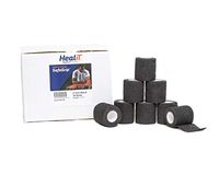 HealiT SafeGrip™ 2inch-Wide Self-Adhering Performance Athletic Wrap, Adhesive Flexible Breathable, Athletic Tape Ideal for Stretch Wrist, Ankle, Hand, etc. - Black - 24 Pack/Case
