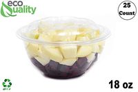 18oz Clear Disposable Salad Bowls with Lids (25 Pack) - Clear Plastic Disposable Salad Containers for Lunch To-Go, Salads, Fruits, Airtight, Leak Proof, Fresh, Meal Prep | Rose Bowl Container (18oz)