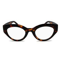 2SeeLife Bold Retro Cat Eye Reading Glasses for Women: Thick Rim Readers, Fully Magnified Lenses | Tortoise Brown, 2.75