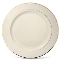 " OCCASIONS" 40 pcs Chargers pack Wedding Party 12'' Disposable Plastic Charger Plates/Chargers (Ivory & Gold Rim)