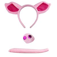 Holata Toys Pig Headband Ears and Tail Set Costume Accessory Pink