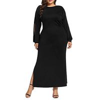 Maxi Cocktail Dress for Women Plus Size Embroidery V Neck Solid Long Dress
