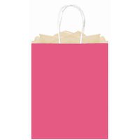 amscan Party Friendly Plain Large Kraft Bag, Fuchsia, Paper, 15" x 13" x 6"