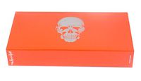The Joy of Light Designer Matches Silver Foiled and Embossed Skull on Orange Embossed Matte 4" Collectible Matchbox