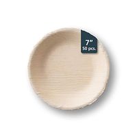 TheClearConscience - Palm Leaf Salad Plates, 7" round, 50 pcs, 1inch deep, Bamboo & Wood Style, Biodegradable, Professional Usage