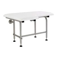 Mustee 390.408 Wall Mount L-Shaped Fold Down Leg Supported Seat Bench, Right Hand, 32", White