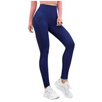 Kiyotoo Women's Seamless Gym Yoga Leggings High Waist Sport Non See-Through Workout Pants Elastic Comfy Tights Tummy Control Navy