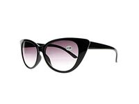 Multi-Colors Designer Stylish Women Cat Eye Reading Glasses Sunglasses Grey Lens Sun Readers +1.00~+4.00 (Black, 3.5)