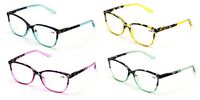 4 Pairs Women Fashion Reading Glasses - Stylish 2 Tone Reader Bulk (4 Pack Mix Color, 2.00)