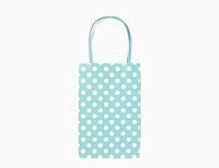 12CT Small Mint Polka DOT Biodegradable, Food Safe Ink & Paper, Premium Quality Paper (Sturdy & Thicker), Kraft Bag with Colored Sturdy Handle (Small, P.Mint)