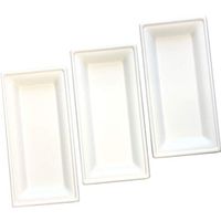 Biodegradable Sugarcane Bagasse Plates - Rectangle - 10" x 5" - Heavyweight - 50 Pack