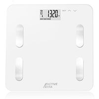 Active Era Digital Body Weight Bathroom Scale - Body Fat Analyzer with BMI - 400 Pounds/180 KG - Ultra Strong Tempered Glass with LCD Display and Step on Technology - Arctic White