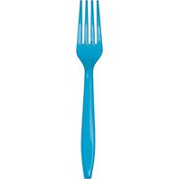 Club Pack of 288 Turquoise Premium Heavy-Duty Plastic Party Forks