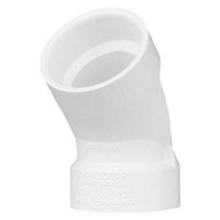 Charlotte Pipe 1-1/2" Schedule 40 PVC 1/8" Bend Pipe Fitting - (Hub x Hub) DWV (Drain, Waste and Vent) Durable, Easy to Install, and High Tensile for Home or Industrial Use (Single Unit)