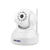 ESCAM QF001 Home Security IP Camera Plug&Play P2P Wi-Fi Pan Tilt IR Cut Two Way Audio Micro SD Card Slot Baby Monitor (White,US Plug)